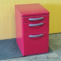 Teknion Red 3 Drawer Mobile Rolling Pedestal, Locking
